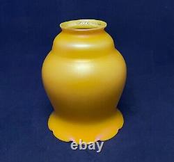 Antique Quezal Floriform Art Nouveau Glass Shade Rare Apricot Orange Yellow Mint