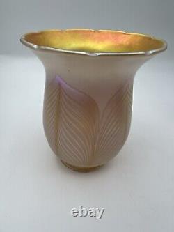 Antique Quezal Gold Auren Art Glass Light Shade