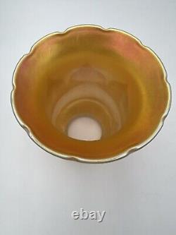 Antique Quezal Gold Auren Art Glass Light Shade