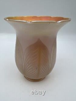Antique Quezal Gold Auren Art Glass Light Shade