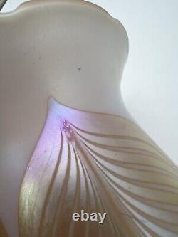 Antique Quezal Gold Auren Art Glass Light Shade