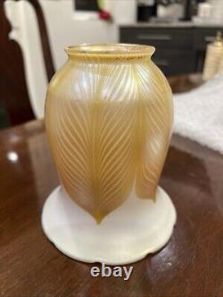 Antique Quezal Gold Auren Art Glass Light Shade