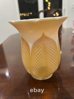 Antique Quezal Gold Auren Art Glass Light Shade
