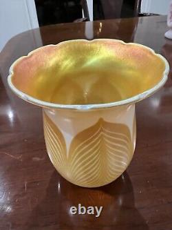 Antique Quezal Gold Auren Art Glass Light Shade