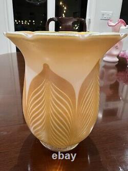 Antique Quezal Gold Auren Art Glass Light Shade