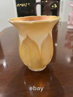 Antique Quezal Gold Auren Art Glass Light Shade
