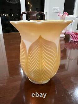 Antique Quezal Gold Auren Art Glass Light Shade