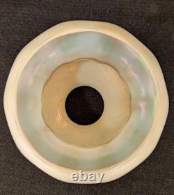 Antique Quezal Pull Feather Iridescent Glass Shade
