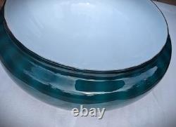 Antique Rare patterned Green Mushroom Cased Glass Lamp Shade 10 Fitter