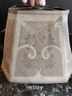 Antique Rembrandt 8 Panel Metal Mesh Table Lamp Shade Art Deco