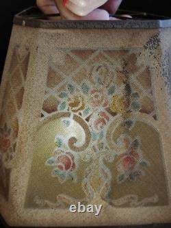 Antique Rembrandt 8 Panel Metal Mesh Table Lamp Shade Art Deco