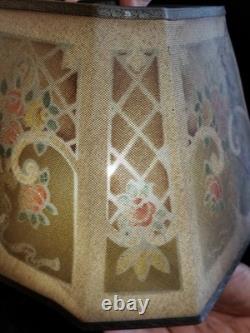 Antique Rembrandt 8 Panel Metal Mesh Table Lamp Shade Art Deco