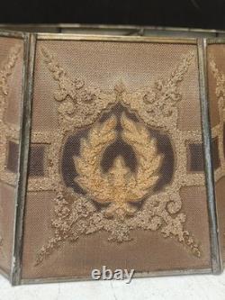 Antique Rembrandt Style 8 Panel Metal Mesh Lamp Shade Art Deco