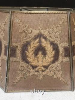 Antique Rembrandt Style 8 Panel Metal Mesh Lamp Shade Art Deco