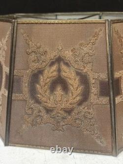 Antique Rembrandt Style 8 Panel Metal Mesh Lamp Shade Art Deco