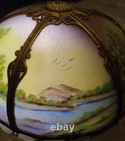 Antique Reverse Painted Glass Lamp Shade