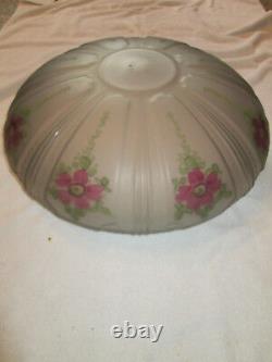 Antique Reverse Painted & Satin Glass Dome Shade 14