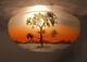 Antique Reverse Painted Southwest Trees Mountain Scene Ceiling Lamp Shade