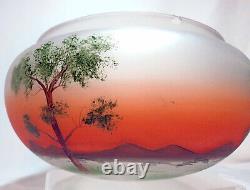 Antique Reverse Painted Southwest Trees Mountain Scene Ceiling Lamp Shade