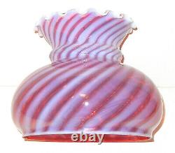 Antique Ruffled Swirl Opalescent Cranberry Glass Lamp Shade 7