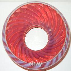 Antique Ruffled Swirl Opalescent Cranberry Glass Lamp Shade 7