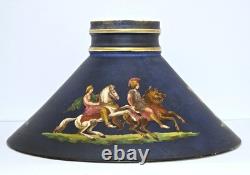 Antique Sandwich Opal Glass Oil / Kerosene Lamp Shade w Roman Soldiers