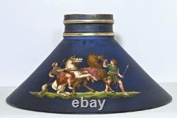 Antique Sandwich Opal Glass Oil / Kerosene Lamp Shade w Roman Soldiers