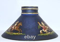 Antique Sandwich Opal Glass Oil / Kerosene Lamp Shade w Roman Soldiers