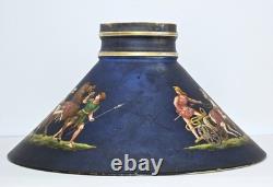 Antique Sandwich Opal Glass Oil / Kerosene Lamp Shade w Roman Soldiers
