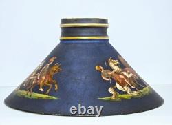 Antique Sandwich Opal Glass Oil / Kerosene Lamp Shade w Roman Soldiers