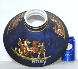 Antique Sandwich Opal Glass Oil / Kerosene Lamp Shade w Roman Soldiers