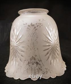 Antique Set 6 of Matching 4 Gas 2 Electrical Etched Cut Glass Gas Shades C. 1900