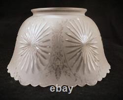 Antique Set 6 of Matching 4 Gas 2 Electrical Etched Cut Glass Gas Shades C. 1900