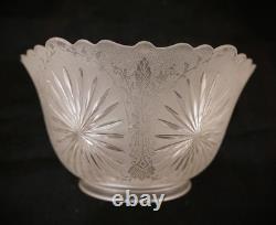 Antique Set 6 of Matching 4 Gas 2 Electrical Etched Cut Glass Gas Shades C. 1900
