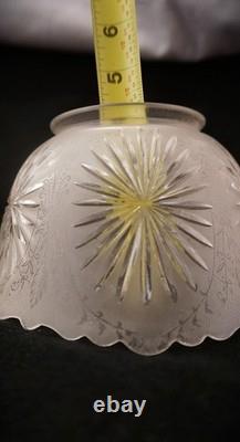 Antique Set 6 of Matching 4 Gas 2 Electrical Etched Cut Glass Gas Shades C. 1900