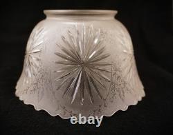 Antique Set 6 of Matching 4 Gas 2 Electrical Etched Cut Glass Gas Shades C. 1900