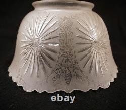 Antique Set 6 of Matching 4 Gas 2 Electrical Etched Cut Glass Gas Shades C. 1900