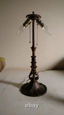 Antique Signed Aladdin Lamp withpathway in the wood Shade Handel Era