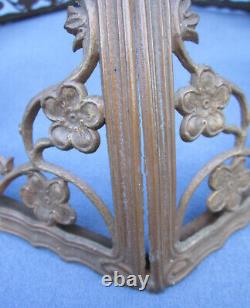 Antique Slag BRASS LAMP SHADE FRAME 17 for 6 Stained Glass Panels Art Nouveau