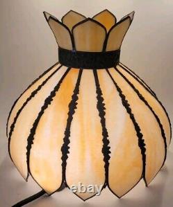 Antique Slag Glass Lamp Shade Ceiling Hanging Table Lamp Shade Large 15 Panel
