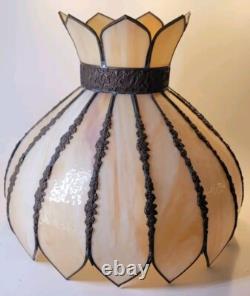 Antique Slag Glass Lamp Shade Ceiling Hanging Table Lamp Shade Large 15 Panel