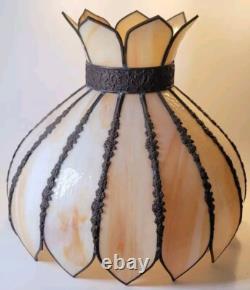 Antique Slag Glass Lamp Shade Ceiling Hanging Table Lamp Shade Large 15 Panel