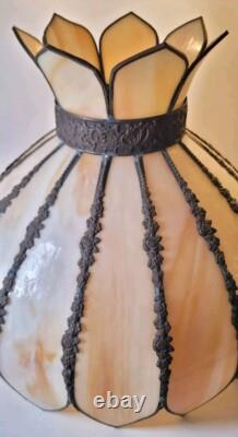 Antique Slag Glass Lamp Shade Ceiling Hanging Table Lamp Shade Large 15 Panel