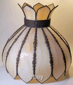 Antique Slag Glass Lamp Shade Ceiling Hanging Table Lamp Shade Large 15 Panel