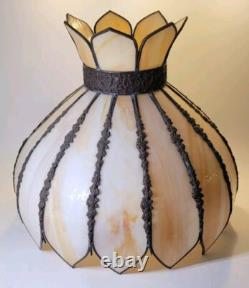 Antique Slag Glass Lamp Shade Ceiling Hanging Table Lamp Shade Large 15 Panel