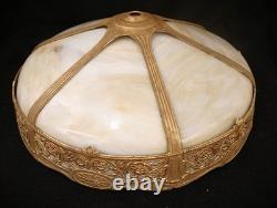Antique Slag-stained Glass Filigree 6 Panel 17.5lamp Shade Victorian