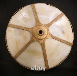 Antique Slag-stained Glass Filigree 6 Panel 17.5lamp Shade Victorian