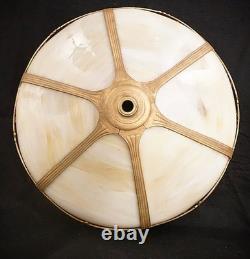 Antique Slag-stained Glass Filigree 6 Panel 17.5lamp Shade Victorian