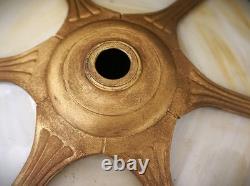 Antique Slag-stained Glass Filigree 6 Panel 17.5lamp Shade Victorian