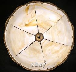 Antique Slag-stained Glass Filigree 6 Panel 17.5lamp Shade Victorian